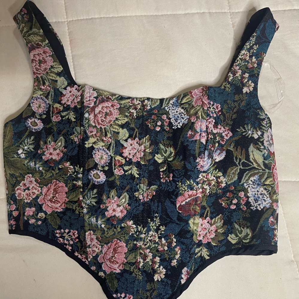 Jacquard Floral Corset Top